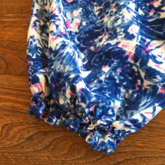 Nice royal blue floral peasant style blouse - Picture 3 of 3